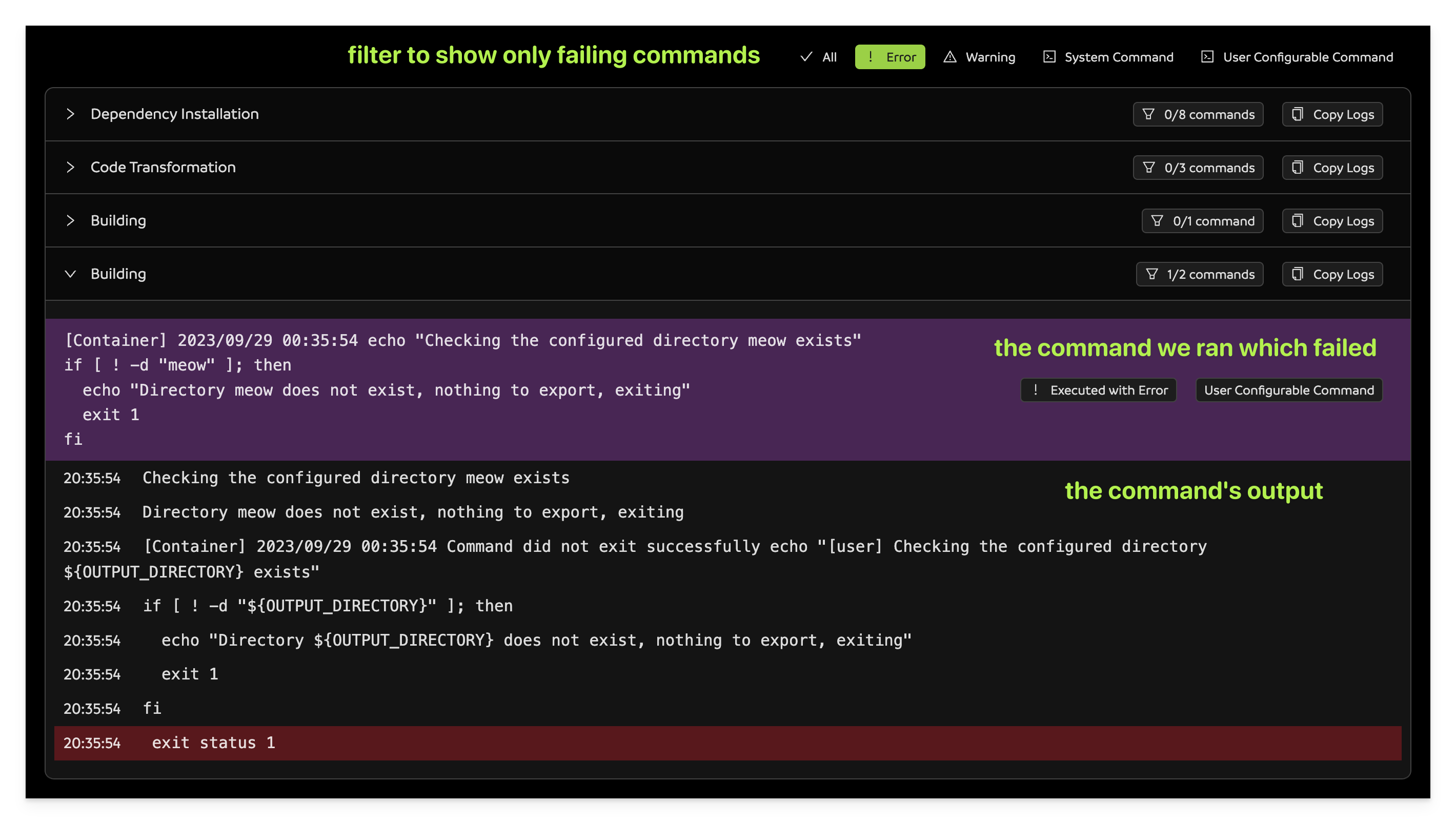 Readable Error Logs